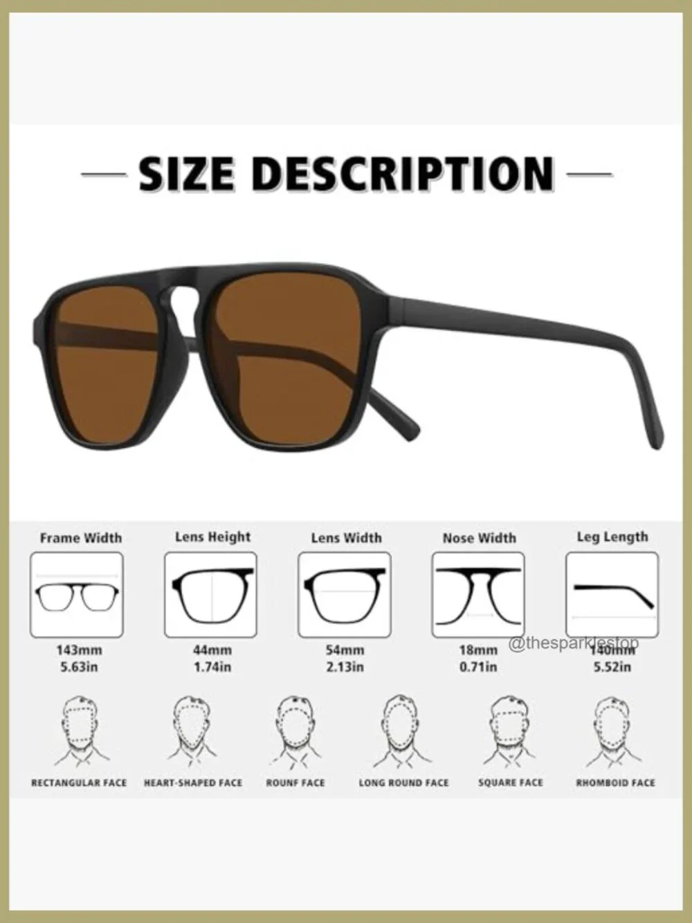 Polarized Retro Aviator Sunglasses, UV400 Protection, Plastic Frame